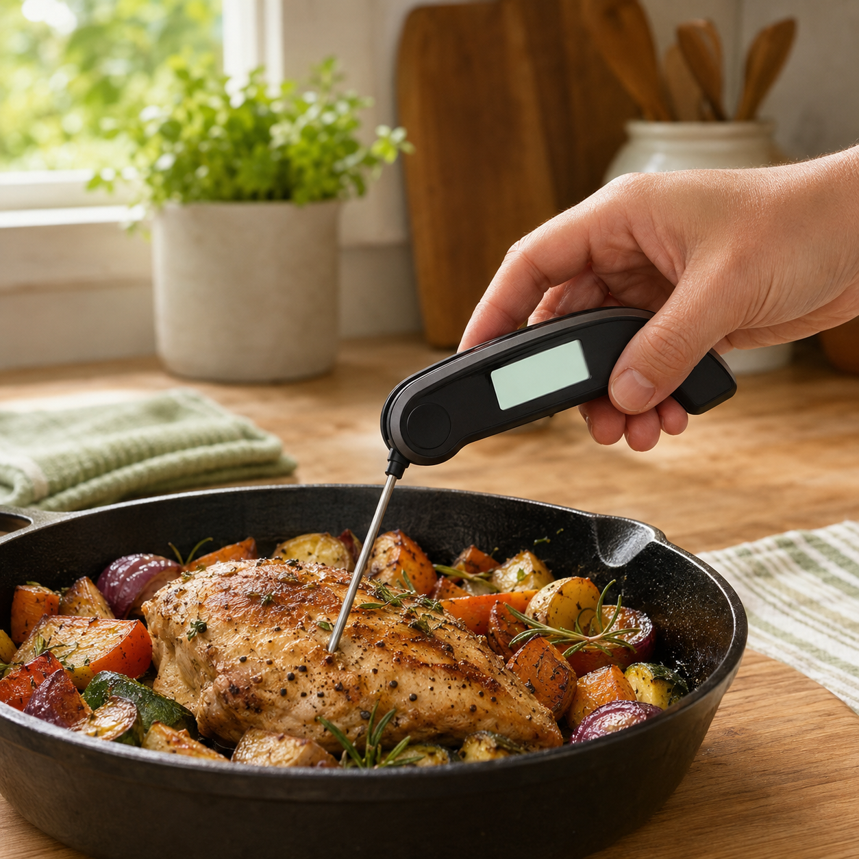 Original editorial image of a folding digital food thermometer